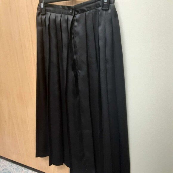 Vintage Via Sant Andrea Black Pleated High Waist Midi Skirt Size 10 - Picture 2 of 9